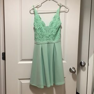 Mint greet crochet lace dress
